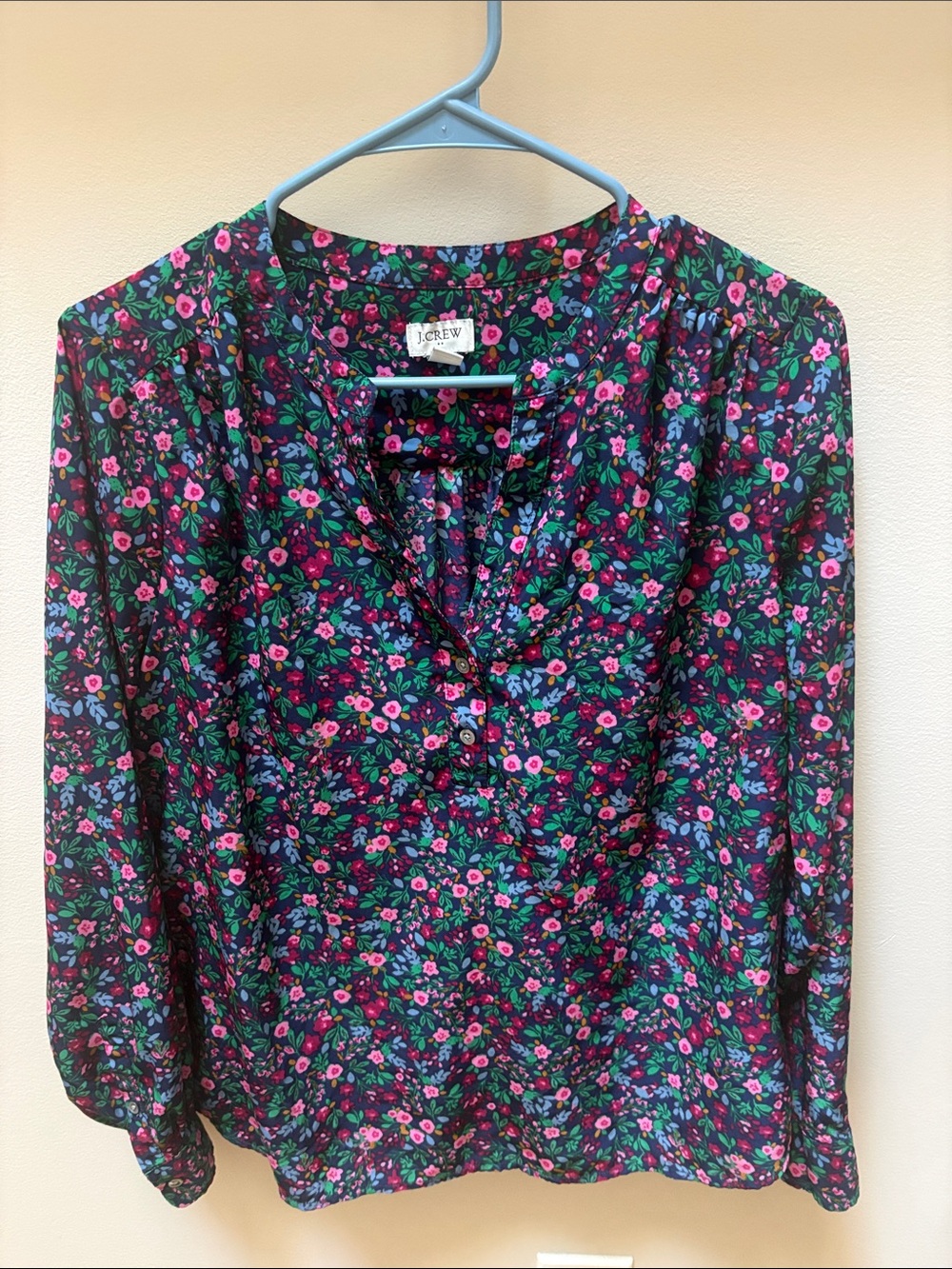 J. Crew Black Floral Button-Front Women's Blouse
